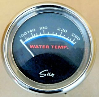 Vintage Sun Water Temperature Gauge,  Blue Face,  W/mount & Chrome Cup,  2 5/8 "