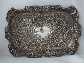 Pretty Antique Embossed Solid Sterling Silver Dressing Tray 1906/ L 30 Cm/ 258 G