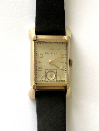 Vintage Art Deco Bulova 7ak 10k Gold Filled Usa 21 Jewels Classy Mens Watch Runs