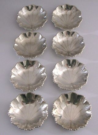 Eight American Solid Silver Leaf Dishes Or Lily Pads C1920 Antique 187g