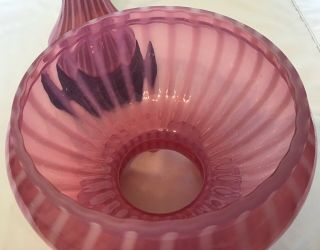 VINTAGE FENTON CRANBERRY OPALESCENT SPIRAL OPTIC LAMP S12 4