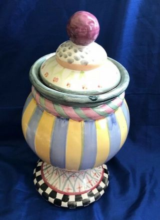 MACKENZIE CHILDS TAYLOR ODD FELLOWS CANISTER COOKIE JAR VINTAGE 2