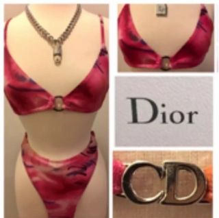 Vintage Christian Dior Pink Cd Logo Swimsuit Sale Dior Swimsuit