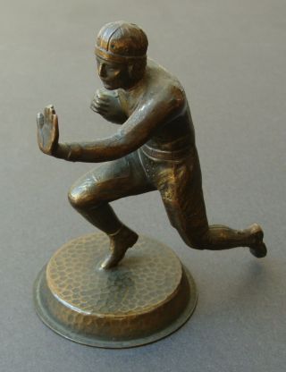 1920 ' s Vintage Antique Football Sculpture Stiff Arming Runner Bronze 2