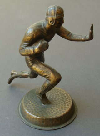 1920 ' s Vintage Antique Football Sculpture Stiff Arming Runner Bronze 3