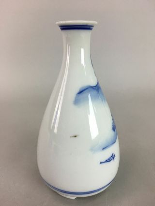 Japanese Kutani ware Sake Bottle Vtg Tokkuri Sometsuke Pocelain Blue White TS11 4