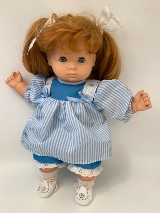 Gotz Puppe Bitty Baby German Baby Doll Romy 1990 Red Hair Blue Eyes 16.  5 " Euc