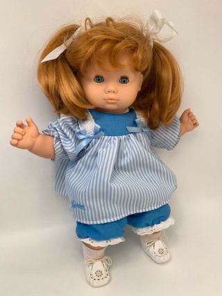 GOTZ PUPPE BITTY BABY GERMAN BABY DOLL ROMY 1990 RED HAIR BLUE EYES 16.  5 