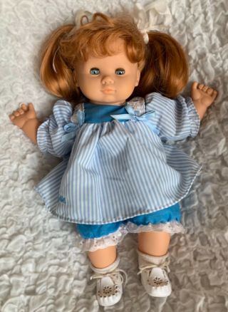 GOTZ PUPPE BITTY BABY GERMAN BABY DOLL ROMY 1990 RED HAIR BLUE EYES 16.  5 