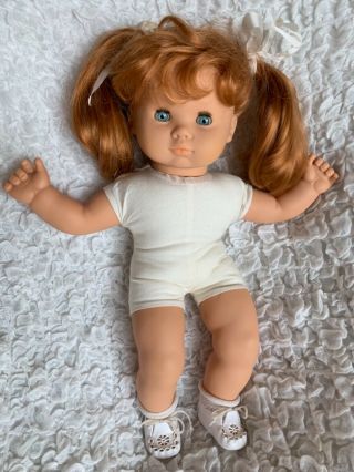 GOTZ PUPPE BITTY BABY GERMAN BABY DOLL ROMY 1990 RED HAIR BLUE EYES 16.  5 