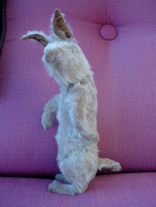 Antique Jointed Mohair Bunny With Wicker Wheelbarrow Easter
