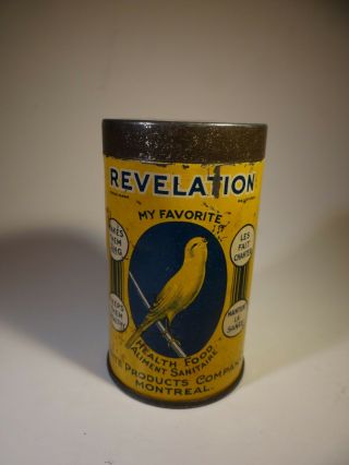 Canary Bird Food Seed Revelation Tin Container
