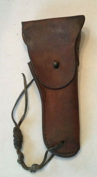 Vintage Wwi Or Ii Us Warren Brown Leather Goods Gun Pistol Holster