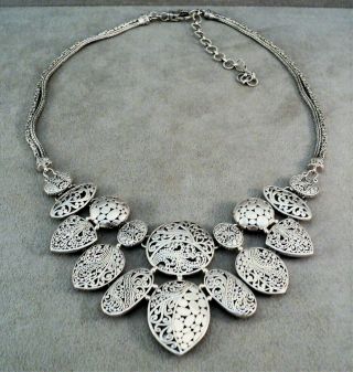 Nwt Sarda Sterling Silver Statement Necklace Intricate W/tag &box Bridal