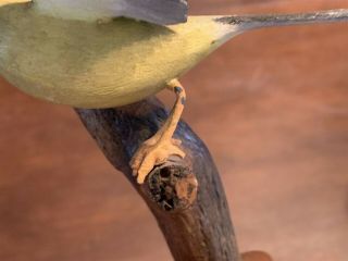 Fantastic Vintage Miniature American Goldfinch Bird Carving signed Emily Lee ? 5