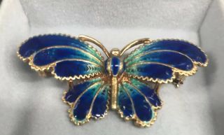 Vtg Butterfly Pin Broach 14k Yellow Gold 9g Filigree Wings Multi Color Enamel