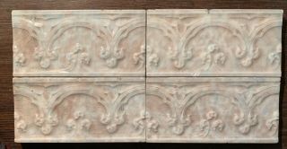 4 Antique Gothic Trent Ceramic Fireplace Art Tiles 1880’s Trenton Nj Pottery
