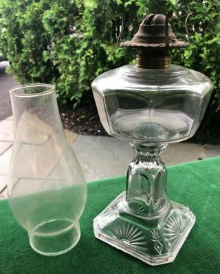 Antique American Eapg Glass Oil Lamp 