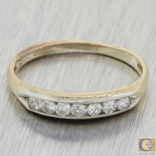 1930s Antique Art Deco 14k Yellow Gold 0.  30ctw Diamond Wedding Band Ring A8