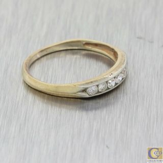 1930s Antique Art Deco 14k Yellow Gold 0.  30ctw Diamond Wedding Band Ring A8 3