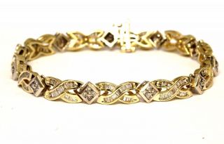 14k White Yellow Gold 2.  64ct Si Diamond Xoxo Tennis Bracelet 16g 6 3/4 " Vintage