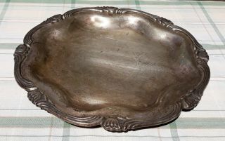 Silver Tray Antique " Jqm " Signed " 0900 ".  11.  5 " W,  18.  2 Oz Weight Coin Silver ?