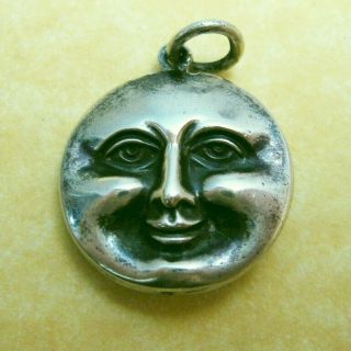 Antique Victorian Silver Man In The Moon Happy Sad Face Charm