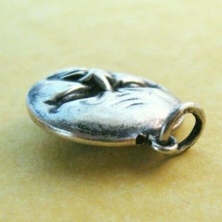 Antique Victorian Silver Man In The Moon Happy Sad Face Charm 5