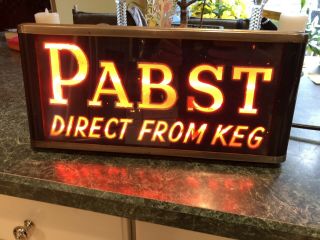 Vintage Pabst Direct From Keg Blue Ribbon Countertop Neon Sign Art Deco 1940’s? 9