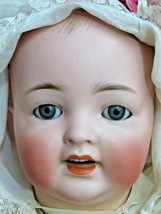 Antique German Bisque Dome Head Doll Hertel Schwab Character Baby Antique Dress