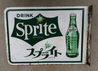 Vintage Metal Sign Drink Sprite Advertising Japanese Double Sided Rare
