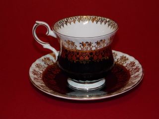 Elizabethan Fine Bone China Black & Gold Tea Cup & Saucer,