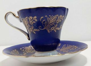Royal Stafford Cobalt Blue And Gold Tea Set,  Cup And Saucer,  England Bone China