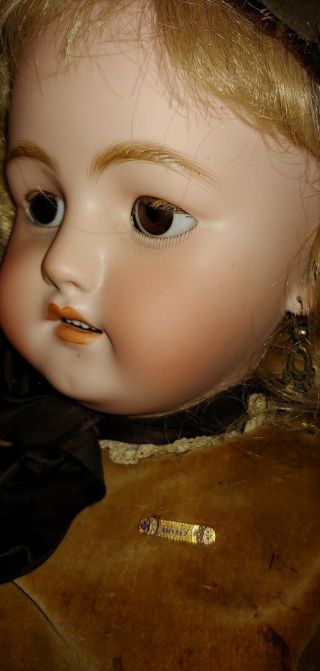 Large 31 " Bergmann " Simon Halbig " Special Doll Antique Dress Hat 14k Baby Pin