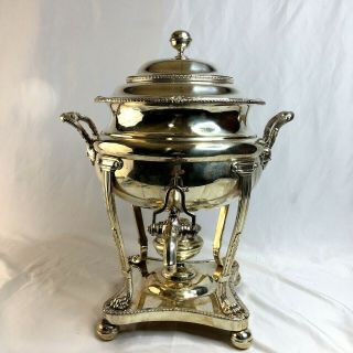 Antique Silver Plated Samovar Hot Water Urn Kettle 17 " Tea Coffee W Burner