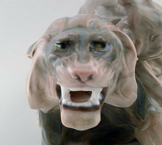 Knud Kyhn for B&G (Bing & Grondahl).  Large rare porcelain figure,  lion couple 5