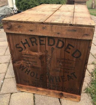 Vintage Large Wooden Shredded Whole Wheat Crate Lancaster Pa Niagara Ny