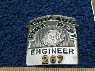 VINTAGE CHICAGO FIRE DEPARTMENT FIREMAN FIREFIGHTER ENGINEER BREAST BADGE 2