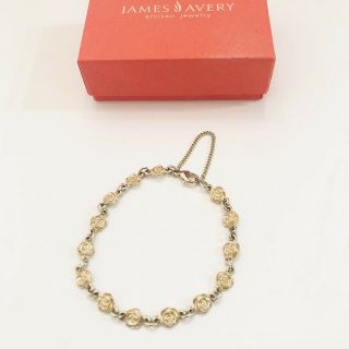 Vintage James Avery Retired Rose Link Bracelet Gold 14k Rare Charm Old