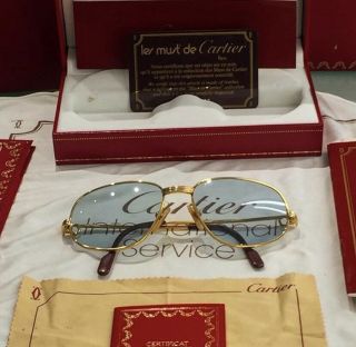 Cartier Romance Vendome Louis 54 - 16 - 130mm Sunglasses/eyeglasses Gold Vtg France