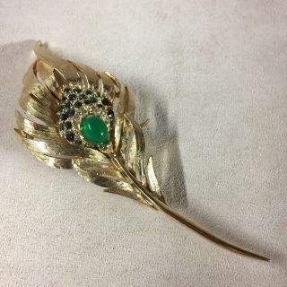 Vintage Boucher Signed Peacock Feather Brooch