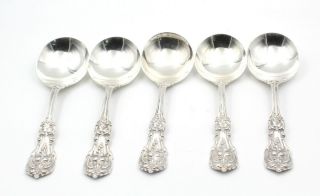 Set Of 5 Antique Reed & Barton Francis I Sterling Silver Soup Spoons Nr 5317