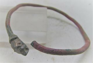 British Found Ancient Roman Ae Bracelet With Wolf Head Terminal Romulus