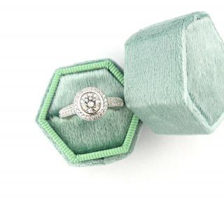1.  65tw Diamond Engagement Round Ring Halo Vintage 14k White Gold Sz 6 $5,  500