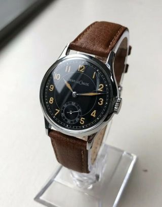Stunning Vintage Jaeger Lecoultre Ww2 Wwii Watch Royal Air Force Pilots Black