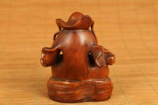 old boxwood hand carved buddha Prince of the Devils play piano statue decoration 5