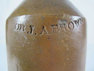 Antique C 1845 Pre Prohibition Stoneware Beer Bottle Baltimore Dr J.  A.  Brown Yqz