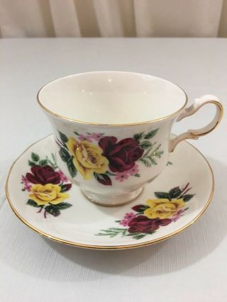 Queen Anne Bone China Tea Cup & Saucer Rose Pattern Made In England