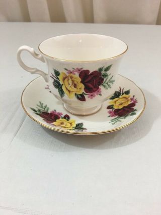 Queen Anne Bone China Tea Cup & Saucer Rose Pattern Made In England 3