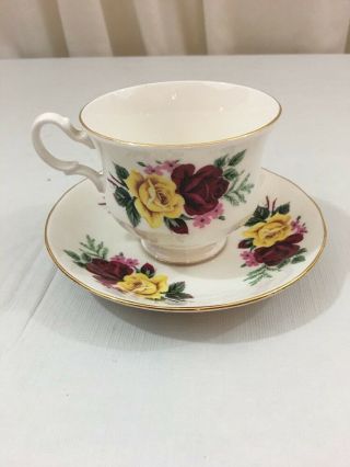 Queen Anne Bone China Tea Cup & Saucer Rose Pattern Made In England 4